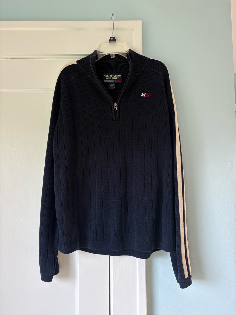 Vintage Abercrombie & Fitch Ribbed 1/4 Zip Cotton Blend Y2K Sweater Preppy